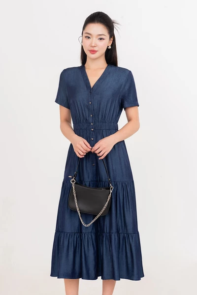 Button Down Dress – Đầm xòe xếp tầng