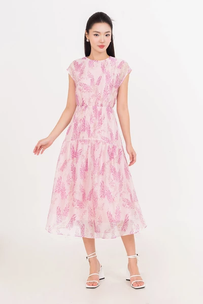 Petal Breeze Dress - Đầm voan hoa dáng Midi