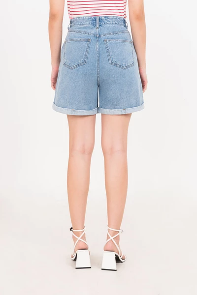 Quần shorts demin gập gấu