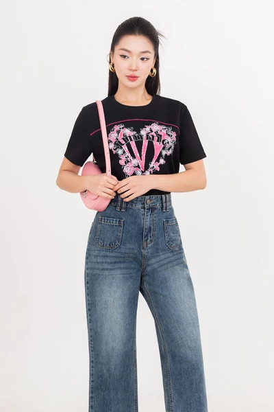 Floral Heart Tee - Áo thun