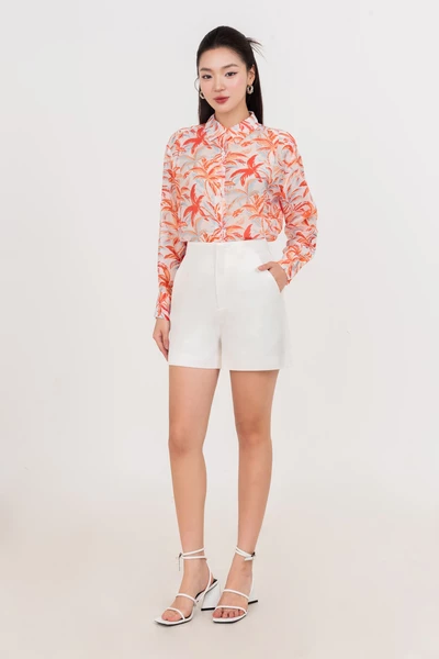 Quần shorts Linen ống suông