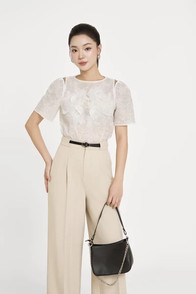 Ivory Bloom Lace Top - Áo ren kiểu