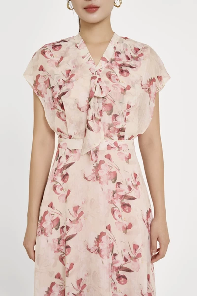 Bloom in Uban Dress- Đầm lụa họa tiết