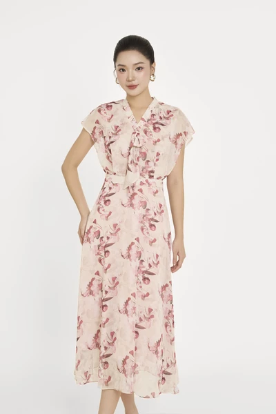 Bloom in Uban Dress- Đầm lụa họa tiết