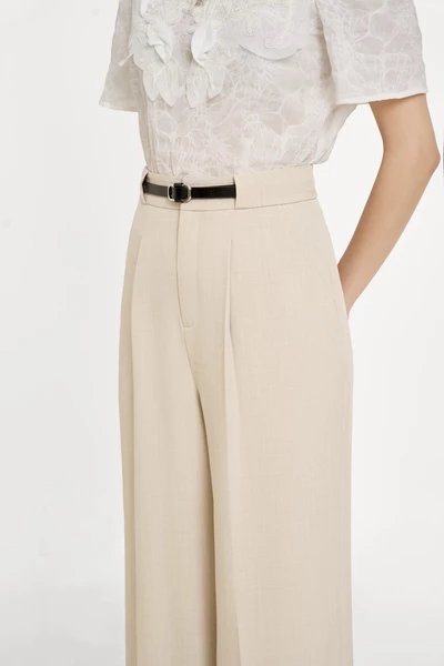 Ash Beige Trousers - Quần suông cạp cao