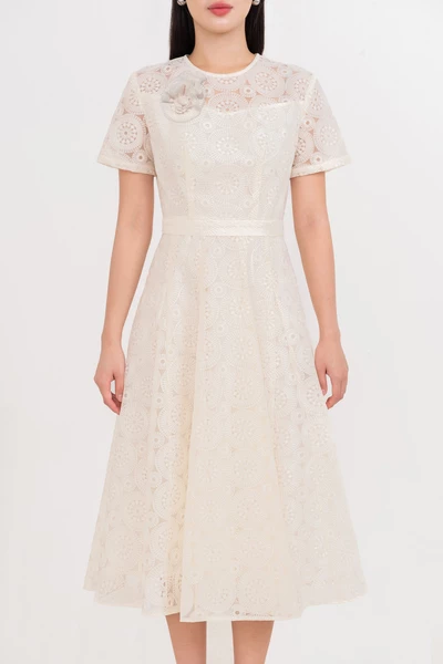 Ivory Lace Dress - Đầm ren đính hoa