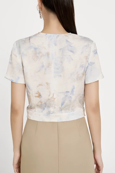 Floral V Neck Blouse - Áo sơ mi họa tiết