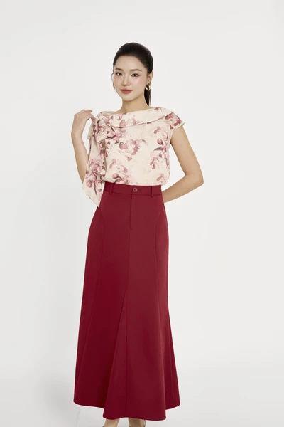 Burgundy Red Skirt - Chân váy A Tuytsi