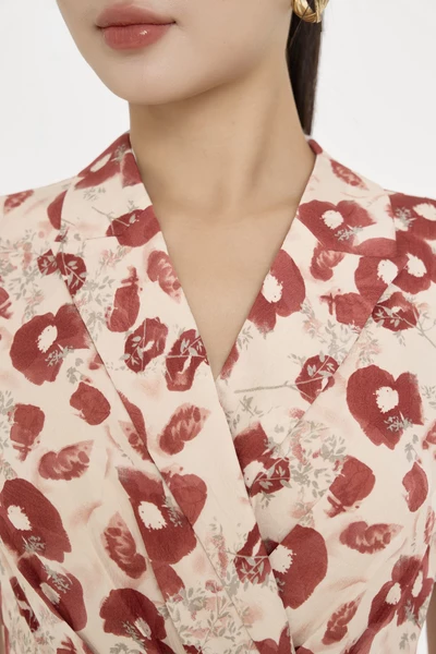 Floral Wrap Dress - Đầm ôm cổ K