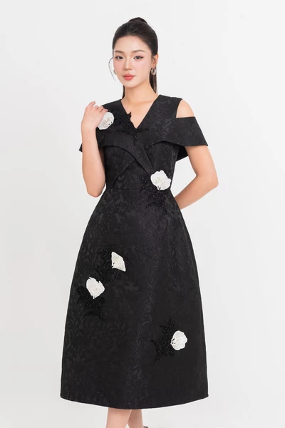 Iris Noir Dress – Đầm dạ hội Jacquard
