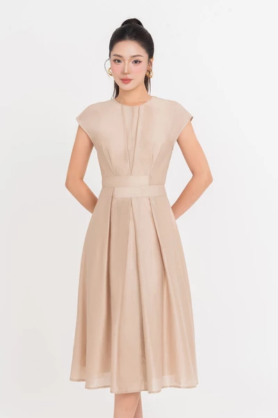 Đầm lụa xòe tay hến