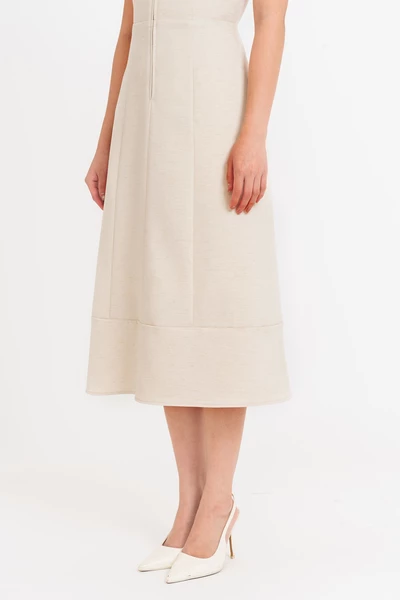 Luna IVY Dress – Đầm kem cổ mix khóa