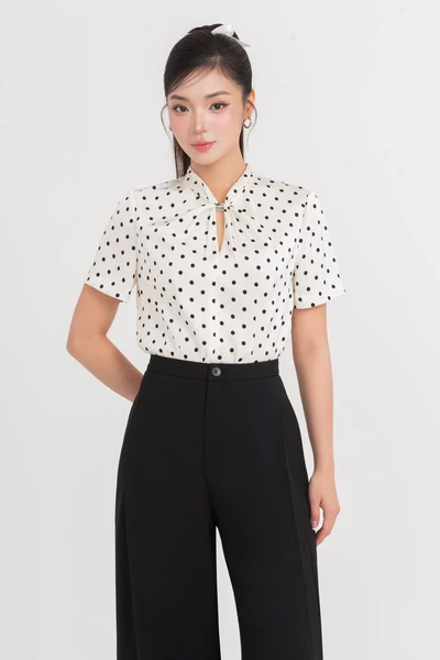 Polka Dot Blouse - Áo sơ mi lụa