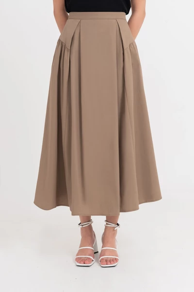 Chân váy khaki dáng xòe