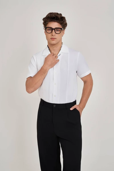 Áo sơ mi Regular thêu tay ngắn