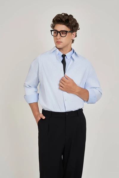 Áo sơ mi Relaxed kẻ tay dài
