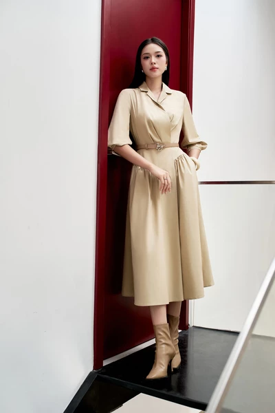 Đầm xòe Khaki Sandy Chic