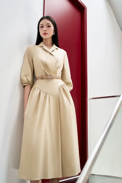 Đầm xòe Khaki Sandy Chic