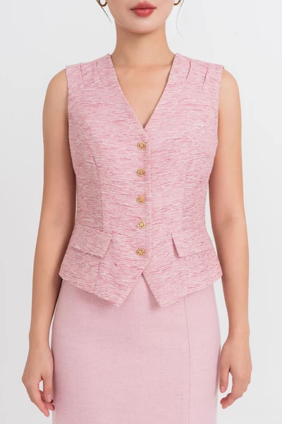 Áo Gile Tweed Pastel