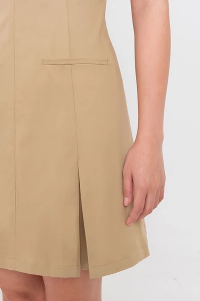 Đầm Khaki cổ kiểu