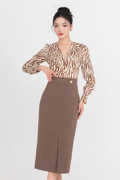 Áo sơ mi lụa Zebra V-Neck