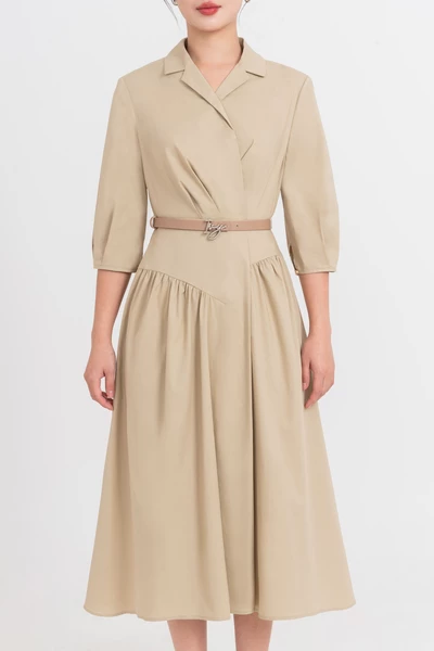 Đầm xòe Khaki Sandy Chic