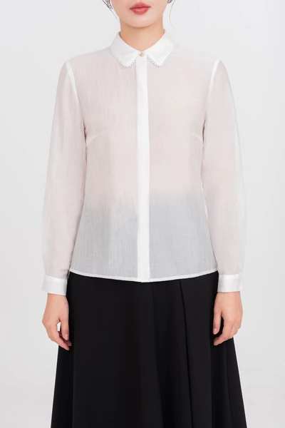 Áo sơ mi Tencel cổ đức dấu khuy