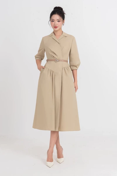 Đầm xòe Khaki Sandy Chic