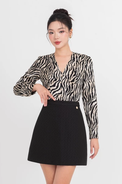 Áo sơ mi lụa Zebra V-Neck