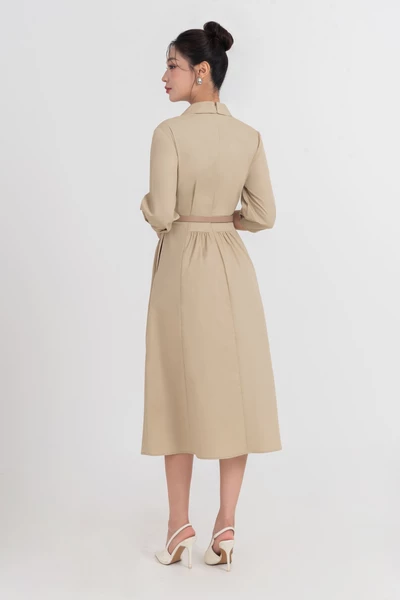 Đầm xòe Khaki Sandy Chic