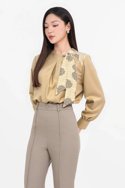 Áo sơ mi phối nơ cách điệu