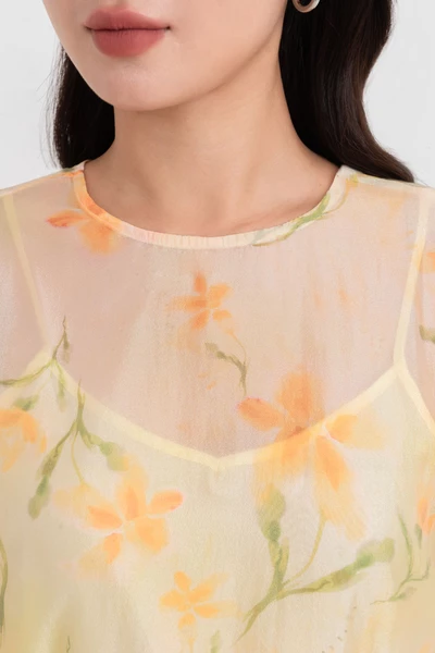 Sunbloom Dress – Đầm lụa họa tiết hoa pastel