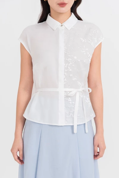 Áo sơ mi lụa Daisy Panel