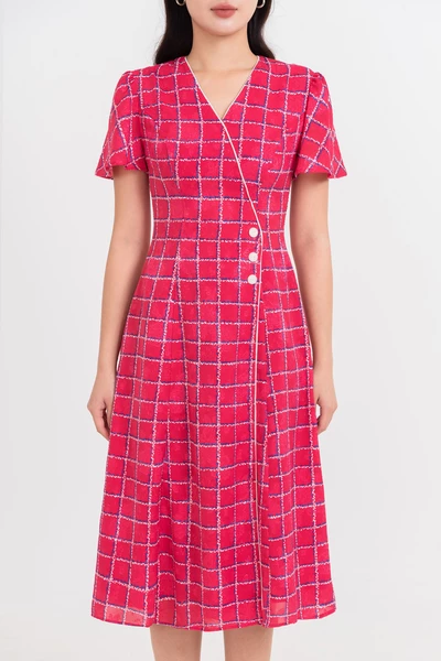 Đầm caro xòe Chic Flared