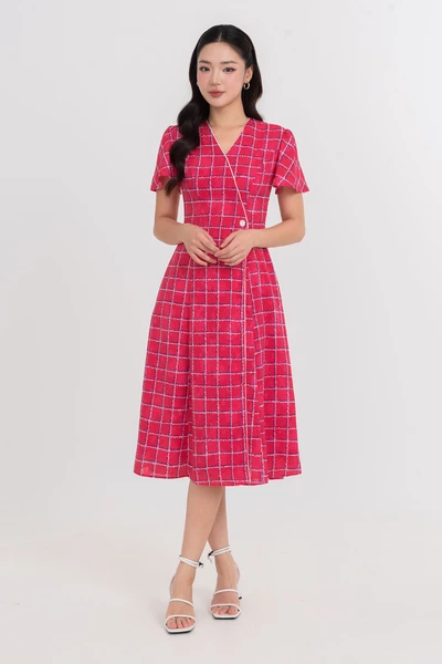 Đầm caro xòe Chic Flared