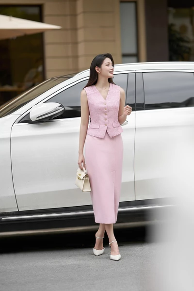 Áo Gile Tweed Pastel