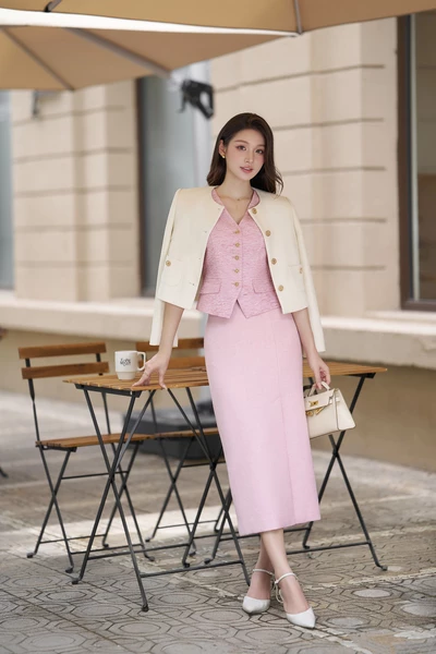 Áo Gile Tweed Pastel