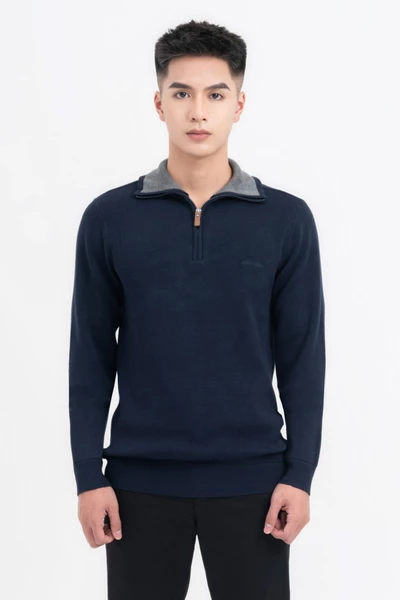 Áo len cổ cao kéo khóa