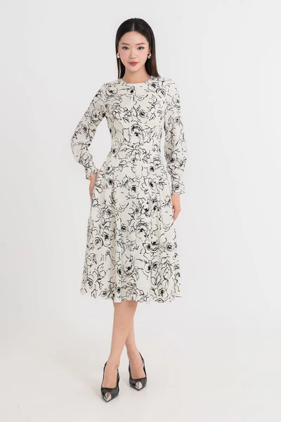 Đầm lụa tay dài Floral