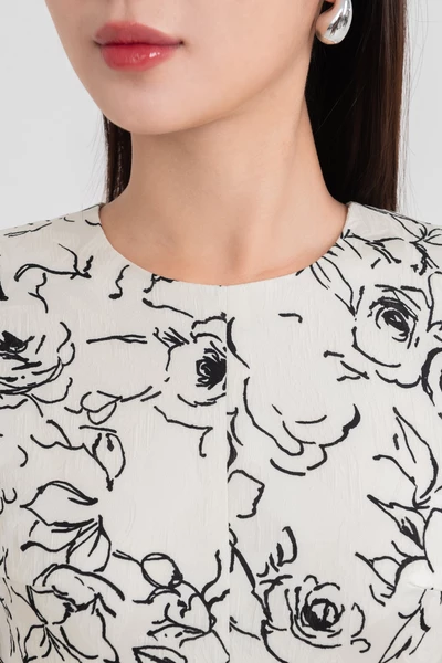 Đầm lụa tay dài Floral