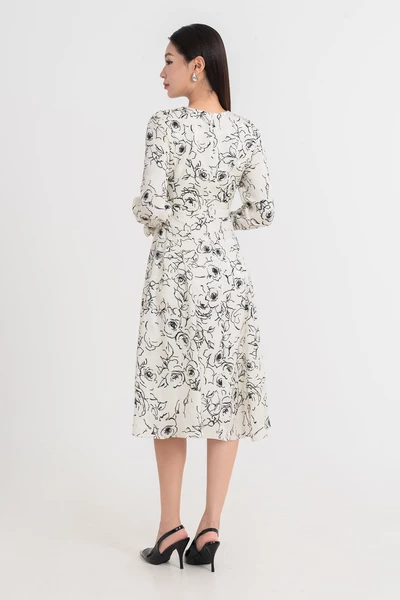 Đầm lụa tay dài Floral