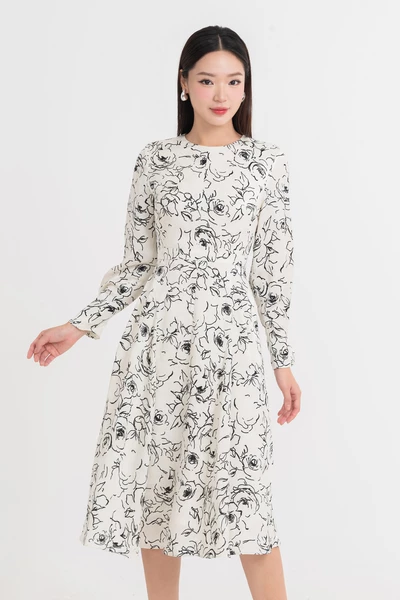 Đầm lụa tay dài Floral