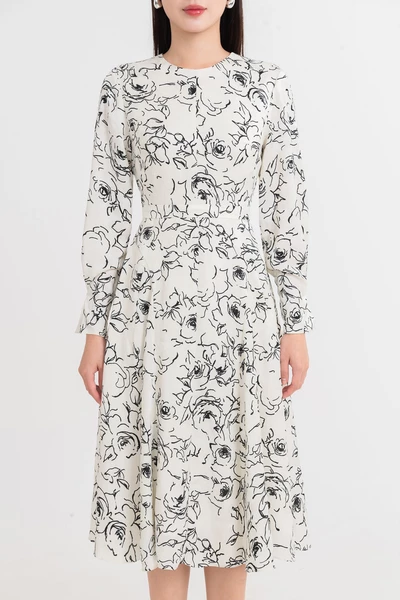 Đầm lụa tay dài Floral