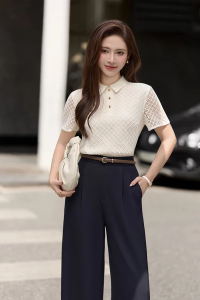 Áo cánh Polo phối ren