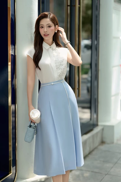 Áo sơ mi lụa Daisy Panel