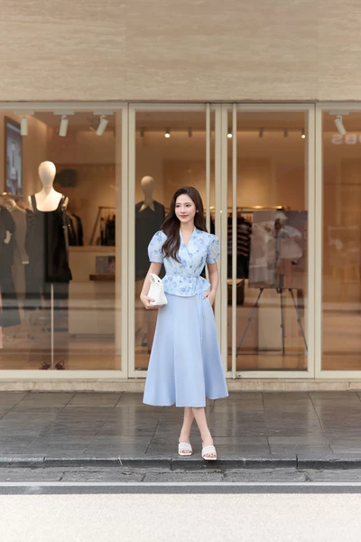 Chân váy xanh Pastel dáng xòe