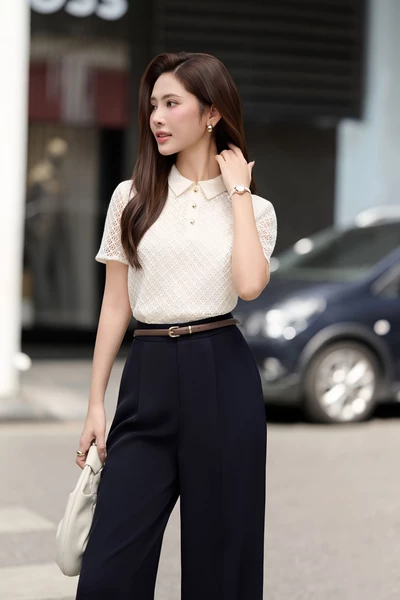 Áo cánh Polo phối ren