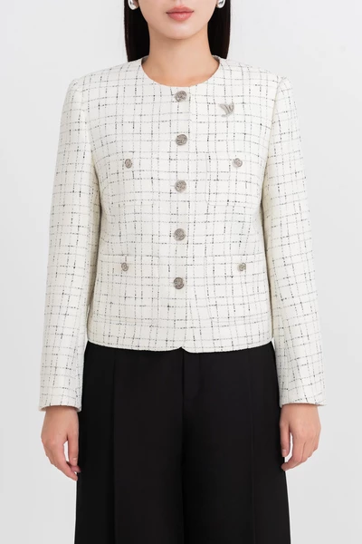 Áo khoác Tweed Cổ Tròn Classy