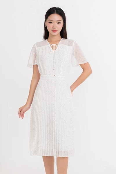 Đầm chấm bi Clara Pleated