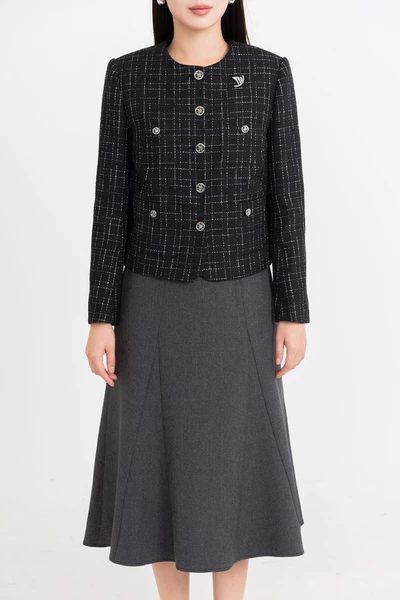 Áo khoác Tweed Cổ Tròn Classy